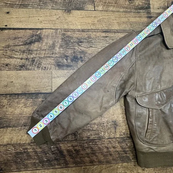 Hunt Club Men's Brown Genuine Leather‎ Bomber Flight Jacket 44R Aviation Large